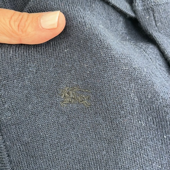 Burberry Children Extra Fine Merino Wool Navy Nova Check Zip Hoodie Sweater 9mo - Picture 10 of 11